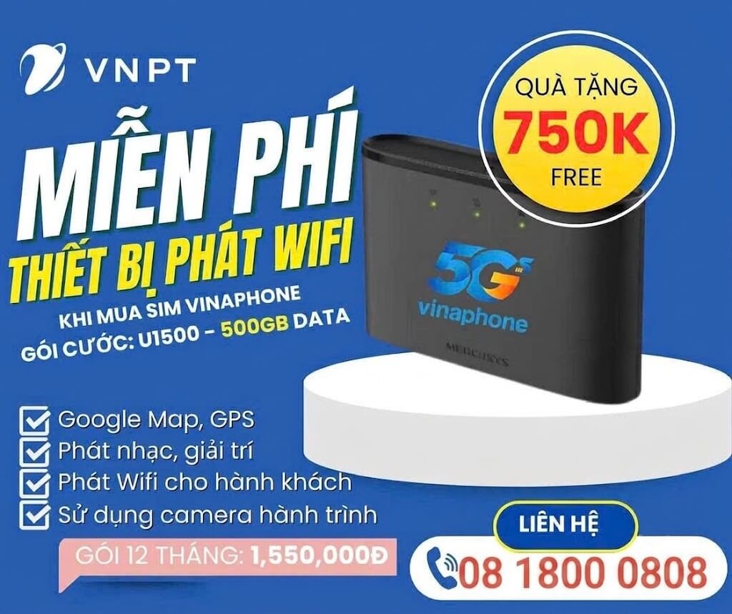 Khuyến mãi Mua SIM U1500 tặng bộ phát WiFi 4G LTE Mercusys MT110